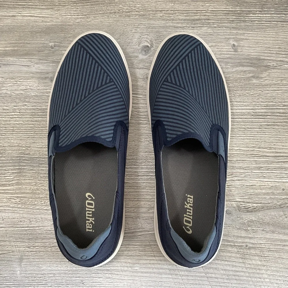 Olukai Mens LAE'AHI LOLE Trench Blue Canvas Slip On Shoes Sneakers Size 11